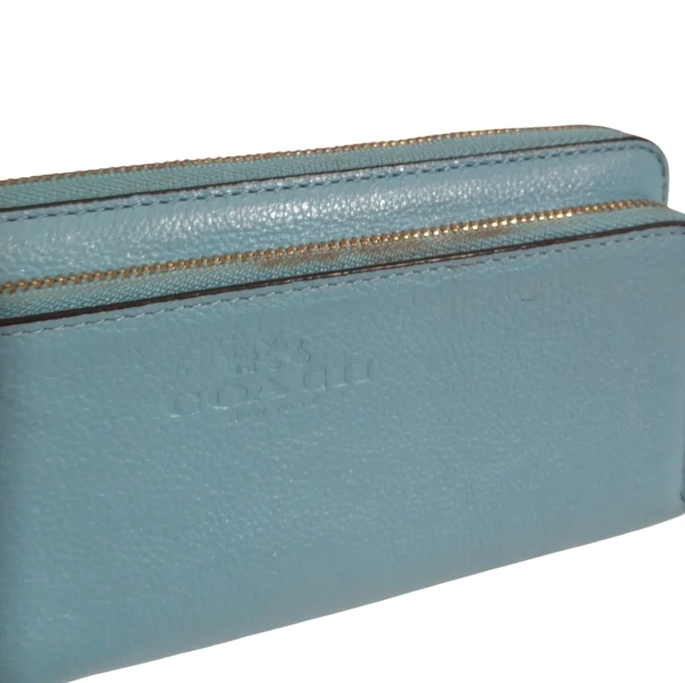 Blue Leather Wristlet Wallet